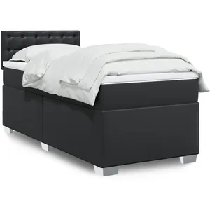 vidaXL Sommier à lattes de lit avec matelas Noir 80x200cm Similicuir pas cher