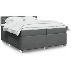 vidaXL Sommier à lattes de lit avec matelas Gris foncé 200x200cm Tissu pas cher