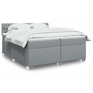 Comparateur de prix : vidaXL Sommier à lattes de lit avec matelas Gris clair 200x200cm Tissu