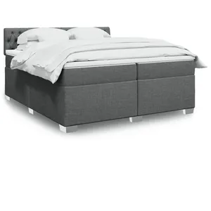 Comparateur de prix : vidaXL Sommier à lattes de lit avec matelas Gris foncé 200x200cm Tissu