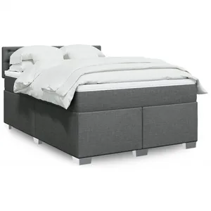 vidaXL Sommier à lattes de lit avec matelas Gris foncé 160x200cm Tissu pas cher
