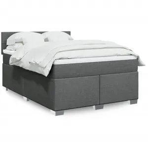 vidaXL Sommier à lattes de lit avec matelas Gris foncé 160x200cm Tissu pas cher