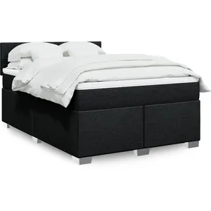 vidaXL Sommier à lattes de lit avec matelas Noir 160x200 cm Tissu pas cher
