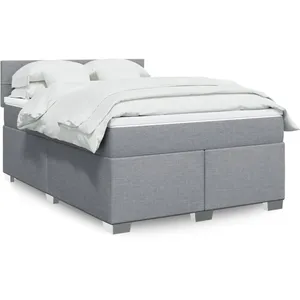 vidaXL Sommier à lattes de lit avec matelas Gris clair 160x200cm Tissu pas cher