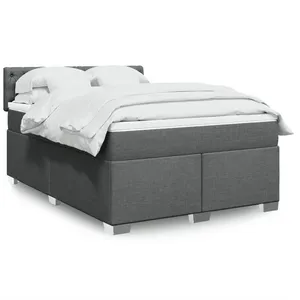 vidaXL Sommier à lattes de lit avec matelas Gris foncé 160x200cm Tissu pas cher