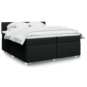 vidaXL Sommier à lattes de lit avec matelas Noir 200x200 cm Tissu pas cher