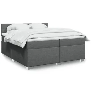 vidaXL Sommier à lattes de lit avec matelas Gris foncé 200x200cm Tissu pas cher