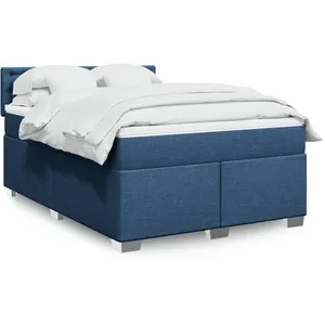 vidaXL Sommier à lattes de lit avec matelas Bleu 140x200 cm Tissu pas cher
