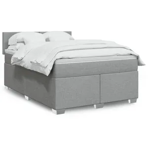 vidaXL Sommier à lattes de lit avec matelas Gris clair 160x200cm Tissu pas cher