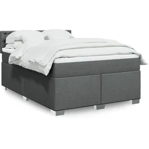 vidaXL Sommier à lattes de lit avec matelas Gris foncé 140x200cm Tissu pas cher