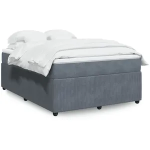 vidaXL Sommier à lattes de lit et matelas Gris foncé 160x200cm Velours pas cher