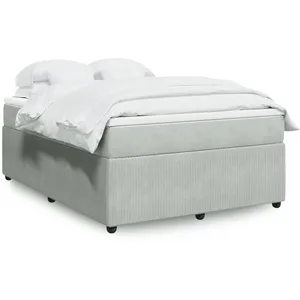vidaXL Sommier à lattes de lit et matelas Gris clair 140x200cm Velours pas cher