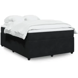 vidaXL Sommier à lattes de lit avec matelas Noir 140x200 cm Velours pas cher