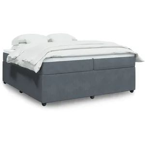 vidaXL Sommier à lattes de lit et matelas Gris foncé 200x200cm Velours pas cher