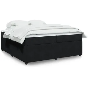 vidaXL Sommier à lattes de lit et matelas Noir 200x200 cm Velours pas cher