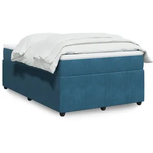 vidaXL Sommier à lattes de lit et matelas Bleu foncé 120x200cm Velours pas cher