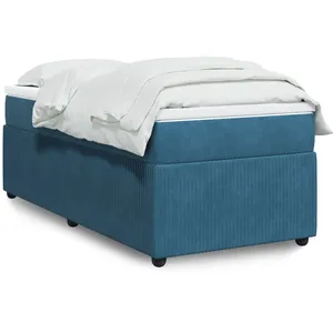 vidaXL Sommier à lattes de lit avec matelas Bleu foncé 100x200 cm pas cher
