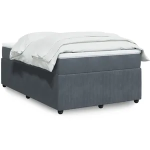 vidaXL Sommier à lattes de lit et matelas gris foncé 120x190cm velours pas cher