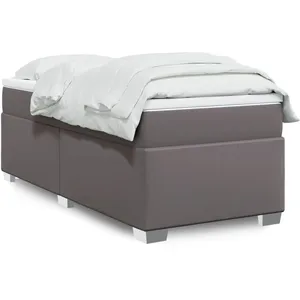 vidaXL Sommier à lattes de lit avec matelas Gris 100x200 cm Similicuir pas cher