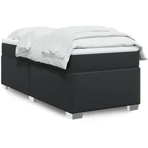 vidaXL Sommier à lattes de lit avec matelas Noir 80x200cm Similicuir pas cher