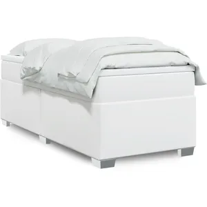 vidaXL Sommier à lattes de lit avec matelas Blanc 80x200 cm Similicuir pas cher
