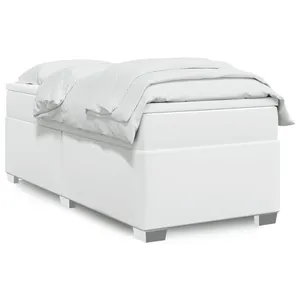 vidaXL Sommier à lattes de lit avec matelas Blanc 90x190 cm Similicuir pas cher