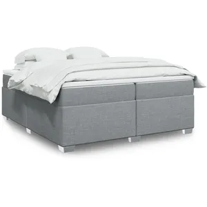 Comparateur de prix : vidaXL Sommier à lattes de lit avec matelas Gris clair 200x200cm Tissu