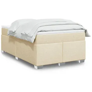 vidaXL Sommier à lattes de lit avec matelas crème 120x190 cm tissu pas cher