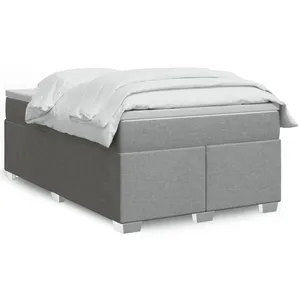 vidaXL Sommier à lattes de lit avec matelas Gris clair 120x200cm Tissu pas cher