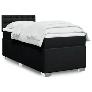 vidaXL Sommier à lattes de lit avec matelas Noir 100x200 cm Tissu pas cher