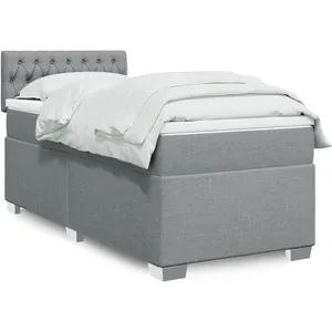vidaXL Sommier à lattes de lit avec matelas Gris clair 100x200cm Tissu pas cher