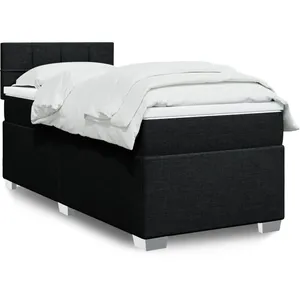 vidaXL Sommier à lattes de lit avec matelas Noir 90x190 cm Tissu pas cher