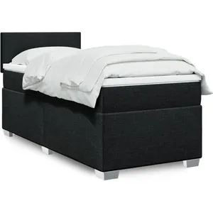 vidaXL Sommier à lattes de lit avec matelas Noir 100x200 cm Tissu pas cher