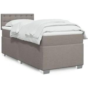 vidaXL Sommier à lattes de lit avec matelas Taupe 90x200 cm Tissu pas cher