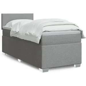 vidaXL Sommier à lattes de lit avec matelas Gris clair 90x200 cm Tissu pas cher