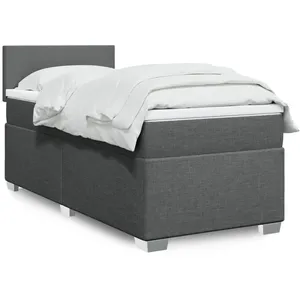 vidaXL Sommier à lattes de lit et matelas Gris foncé 90x190 cm Tissu pas cher