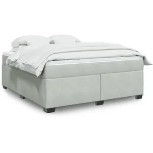 vidaXL Sommier à lattes de lit et matelas Gris clair 180x200cm Velours pas cher