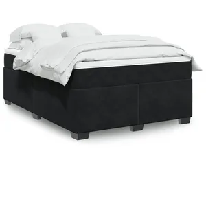 vidaXL Sommier à lattes de lit avec matelas Noir 140x190 cm Velours