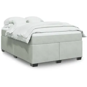 vidaXL Sommier à lattes de lit et matelas Gris clair 140x200cm Velours pas cher