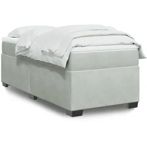 vidaXL Sommier à lattes de lit et matelas Gris clair 90x200 cm Velours pas cher