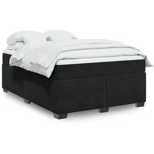 vidaXL Sommier à lattes de lit et matelas Noir 160x200 cm Velours