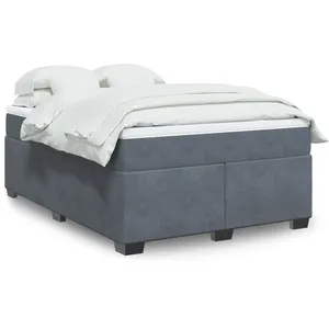 vidaXL Sommier à lattes de lit et matelas Gris foncé 140x200cm Velours pas cher