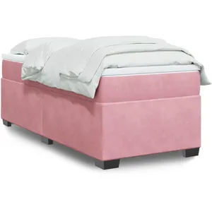 Comparateur de prix : vidaXL Sommier à lattes de lit avec matelas Rose 90x200 cm Velours