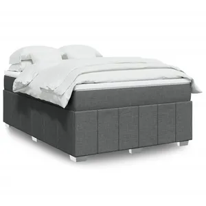vidaXL Sommier à lattes de lit avec matelas Gris foncé 160x200cm Tissu pas cher