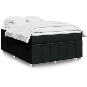 vidaXL Sommier à lattes de lit avec matelas Noir 160x200 cm Tissu pas cher