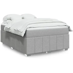 vidaXL Sommier à lattes de lit avec matelas Gris clair 140x200cm Tissu pas cher