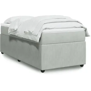 vidaXL Sommier à lattes de lit et matelas Gris clair 80x200 cm Velours pas cher
