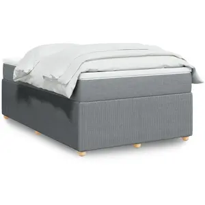 vidaXL Sommier à lattes de lit et matelas gris clair 120x190 cm tissu pas cher