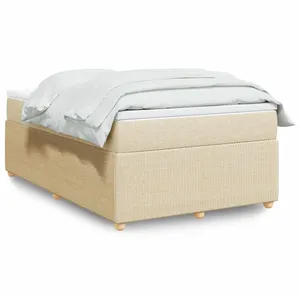 vidaXL Vidaxl Sommier À Lattes De Lit Avec Matelas Crème 120x190 Cm Tissu pas cher