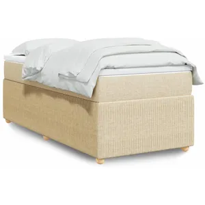 vidaXL Vidaxl Sommier À Lattes De Lit Avec Matelas Crème 80x200 Cm Tissu pas cher